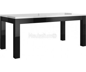 Table salle à manger coloris noir et blanc brillant MADRID-3