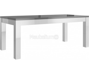 Table salle à manger blanche et grise brillante MADRID-5