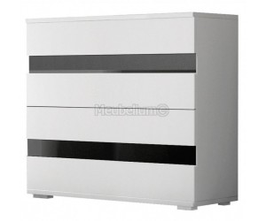 Commode design 4 tiroirs noire et blanche Thalis, Commode et coiffeuse, 