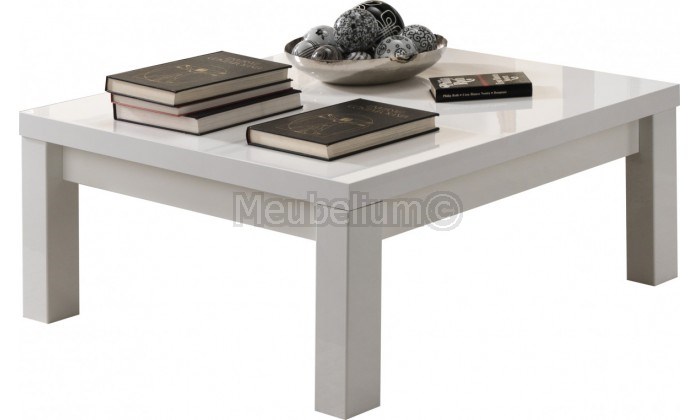 Table basse carrée design 100 cm blanc laquee