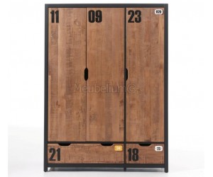 Armoire 3 portes avec tiroir en coloris brun ALAIN
