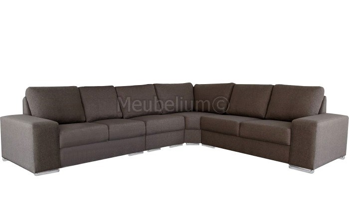 Canapé d’angle à gauche ou droit coloris tissu brun ALABA