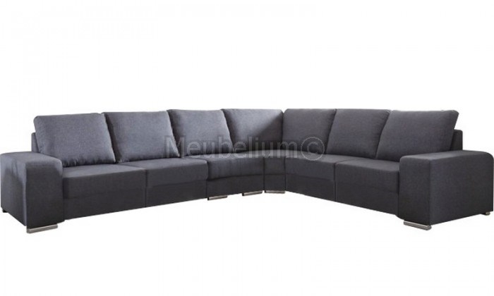 Canapé d’angle en forme de “L” avec une méridienne à gauche ou droit coloris tissu gris ALAMAK