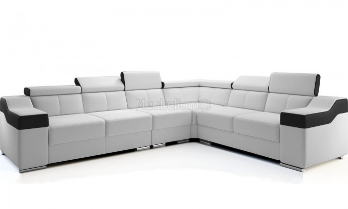 Canape d'angle modulable bicolore en et cuir look blanc et noir SIMILEY