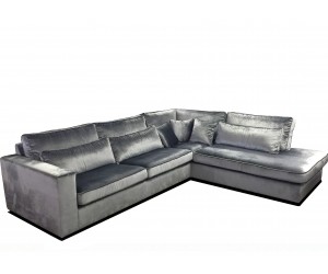 Canapé d’angle droit ou gauche déhoussable en tissu coloris gris ANTEGA