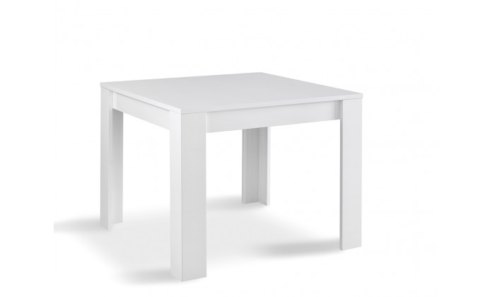 Table à manger coloris blanc laqué de forme carrée Roxana