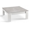 Table basse carrée design 100 cm blanc/marbre laquée twist