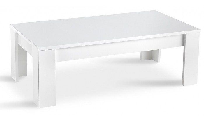 Table basse rectangulaire coloris blanc laqué brillant Roxane