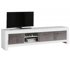 Meuble TV 3 portes 207 cm blanc/marbre laqué Twist