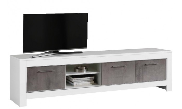 Meuble TV 3 portes 207 cm blanc/marbre laqué Twist