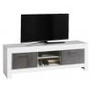 Meuble TV 2 portes 160 cm blanc/marbre laqué Twist