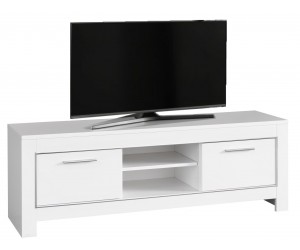 Meuble TV 2 portes 160 cm blanc laqué Rixone