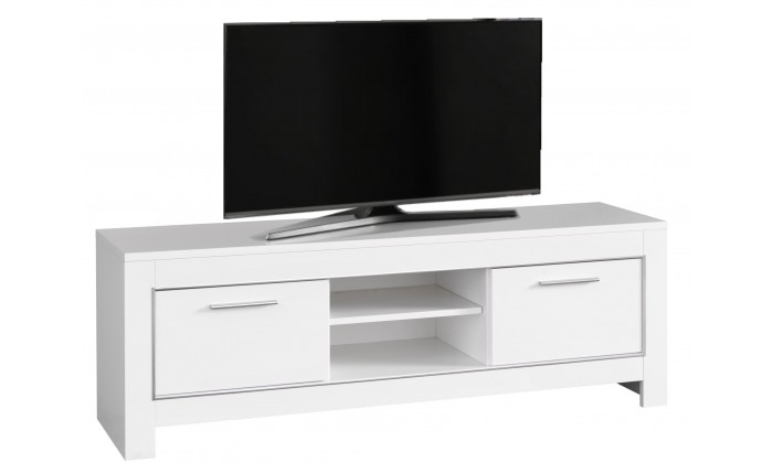 Meuble TV 2 portes 160 cm blanc laqué Rixone