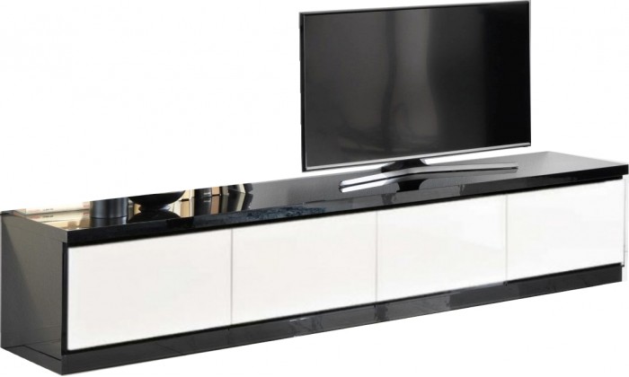 Meuble tv 220cm coloris noir et blanc laqué MADRID-3