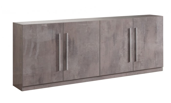 Bahut design 4 portes battantes coloris marbre gris laquée Odetta-2