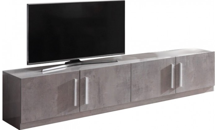Meuble tv 208cm 4 portes battantes marbre gris laquée Odetta-2