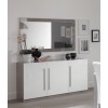 Bahut design 3 portes battantes coloris blanc et marbre gris laquée Odetta-1