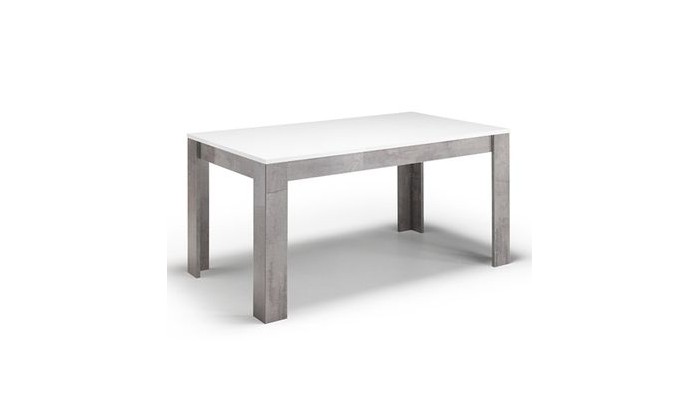 Table de salle à manger design blanc et marbre gris laquée Odetta-1