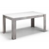 Table de salle à manger design blanc et marbre gris laquée Odetta-1