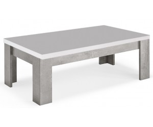 Table basse rectangulaire coloris blanc et marbre gris laquée Odetta-1