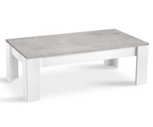 Table basse rectangulaire coloris blanc/marbre laqué brillant Armel