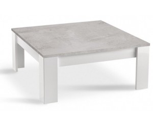 Table basse carrée design 100 cm blanc/marbre laqué brillant Armel