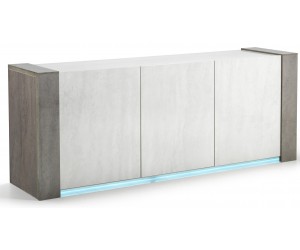 Bahut design 3 portes battantes coloris béton foncé/béton clair Evita