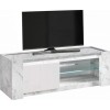 Meuble TV avec led 150 cm blanc/marbre laqué Victoire-1