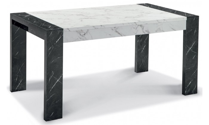 Table de salle à manger design blanc/ noir marbre laquée Victoire-2