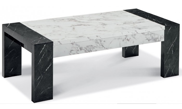 Table basse rectangulaire coloris blanc et noir marbre laquée Victoire-2