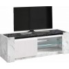 Meuble TV avec led 150 cm blanc/ noir marbre laquée Victoire-2