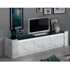 Meuble TV avec led 195 cm blanc/ noir marbre laquée Victoire-2