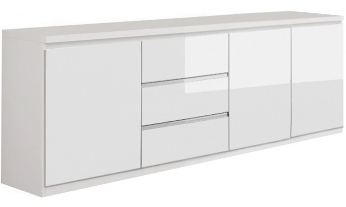 Bahut design blanc à 3 portes et 3 tiroirs MADRID
