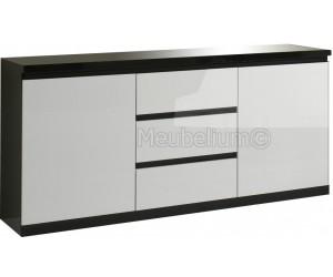 Bahut design noir et blanc à 2 portes et 3 tiroirs MADRID-3