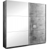 Armoire 180 cm 2 portes coulissantes design marbre gris laqué et miroir qualité italien AMARIO