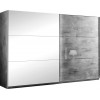 Armoire 263cm 2 portes coulissantes design marbre gris laqué et miroir qualité italien AMARIO