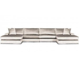 Canapé d’angle en forme de “U” coloris tissu velvet cream silver FENDI-2