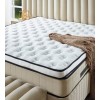 Grande lit design complete boxspring tissu avec coffre de rangement et matelas medical beige cream ROYAL