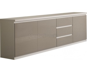 Bahut design blanc et gris brillant à 3 portes et 3 tiroirs MADRID-5